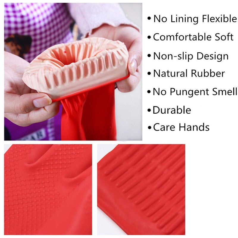YSLON Rubber Cleaning Gloves Kitchen Dishwashing Glove 3-Pairs,Waterproof Reuseable.(Small) - Image 3